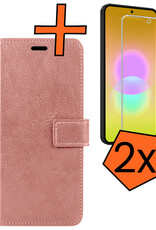 Nomfy Nomfy Samsung Galaxy A27 Hoesje Bookcase Met 2x Screenprotector - Rose Goud