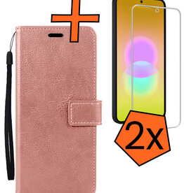Nomfy Nomfy Samsung Galaxy A27 Hoesje Bookcase Met 2x Screenprotector - Rose Goud