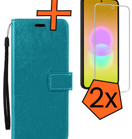 Nomfy Nomfy Samsung Galaxy A27 Hoesje Bookcase Met 2x Screenprotector - Turquoise