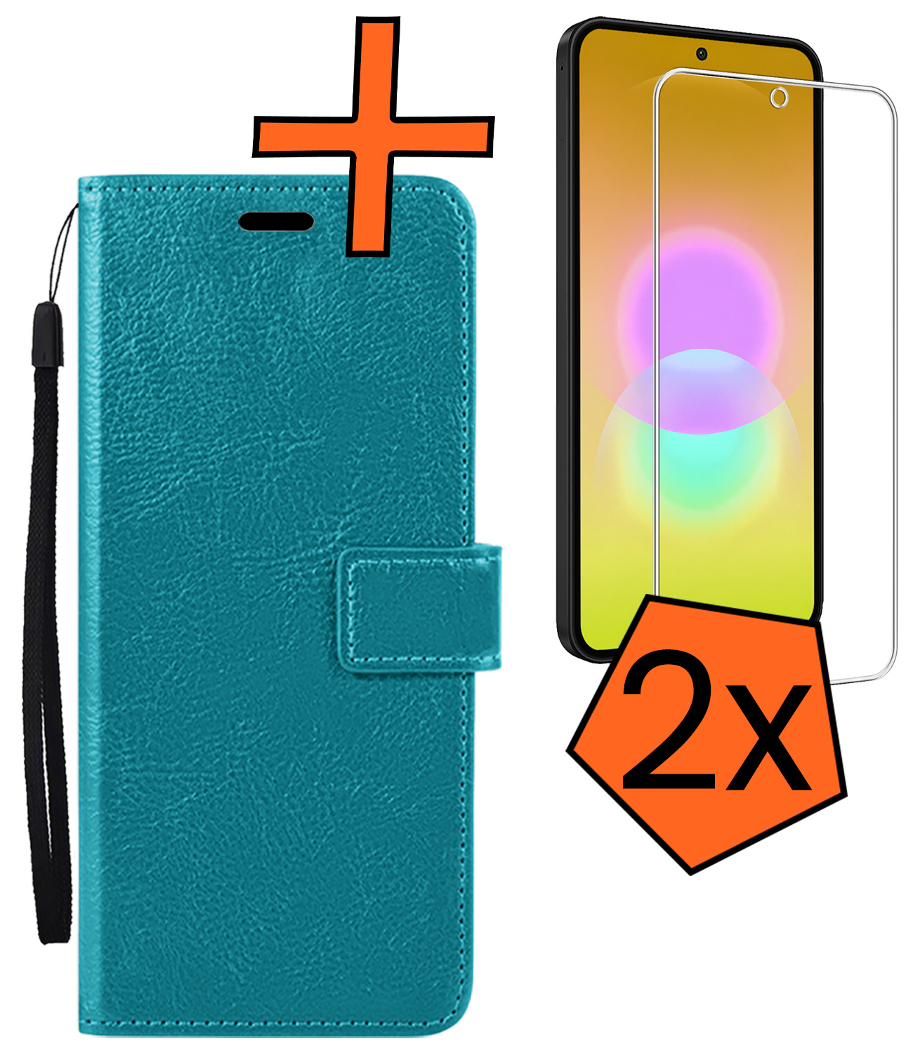 Nomfy Nomfy Samsung Galaxy A27 Hoesje Bookcase Met 2x Screenprotector - Turquoise