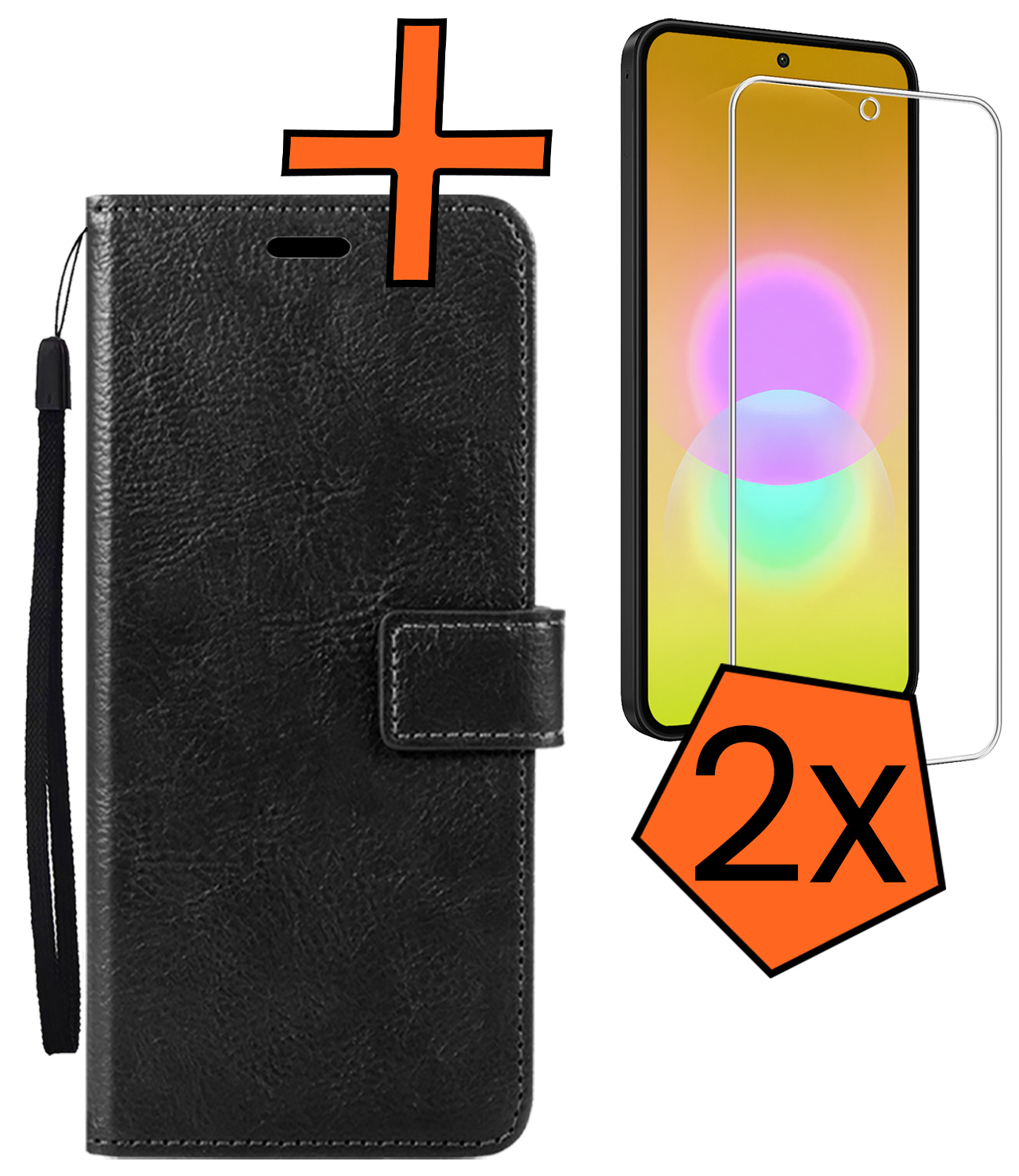 Nomfy Nomfy Samsung Galaxy A27 Hoesje Bookcase Met 2x Screenprotector - Zwart