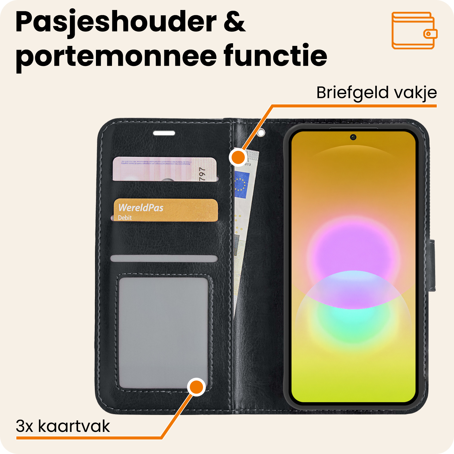 Nomfy Nomfy Samsung Galaxy A27 Hoesje Bookcase Met 2x Screenprotector - Zwart