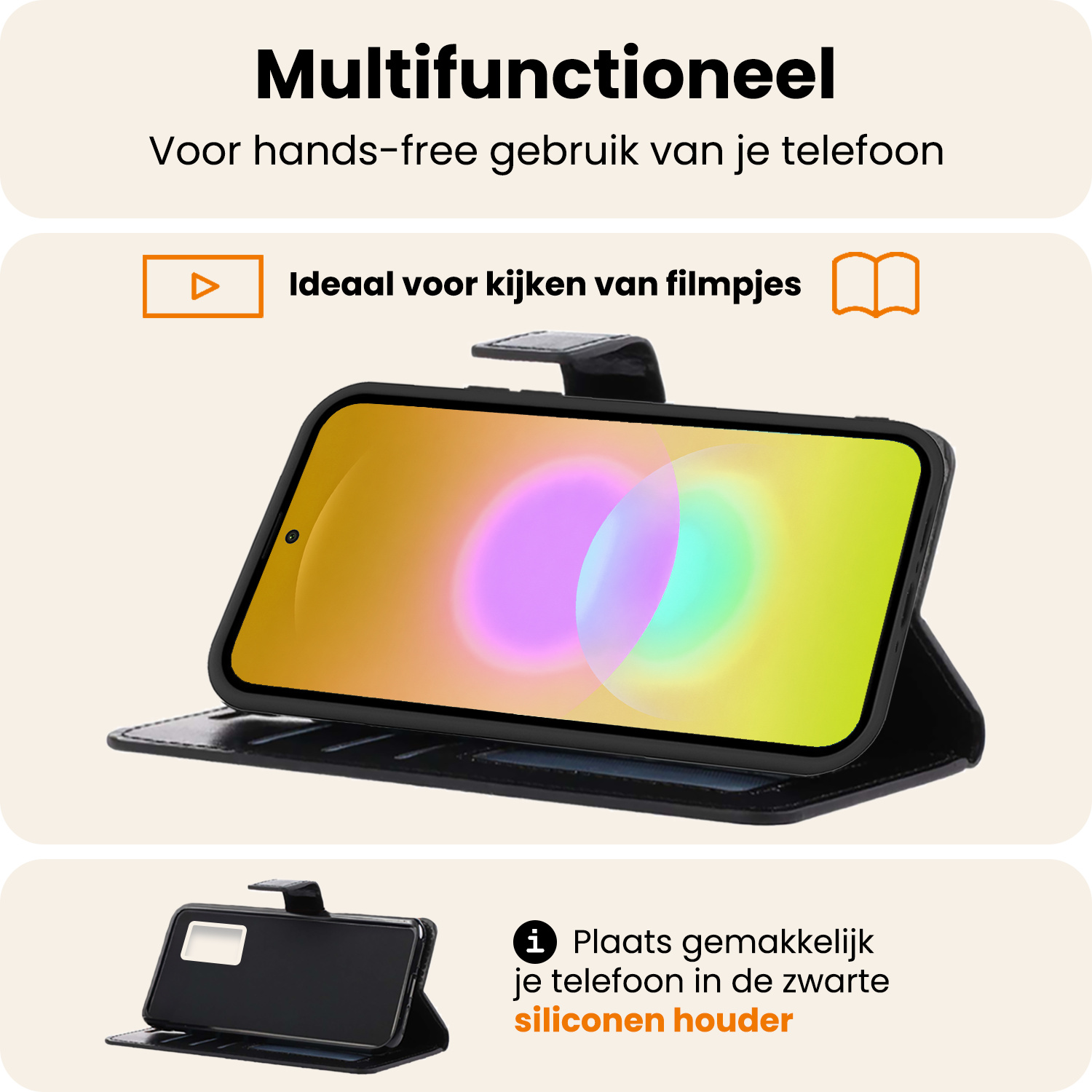 Nomfy Nomfy Samsung Galaxy A27 Hoesje Bookcase Met 2x Screenprotector - Zwart