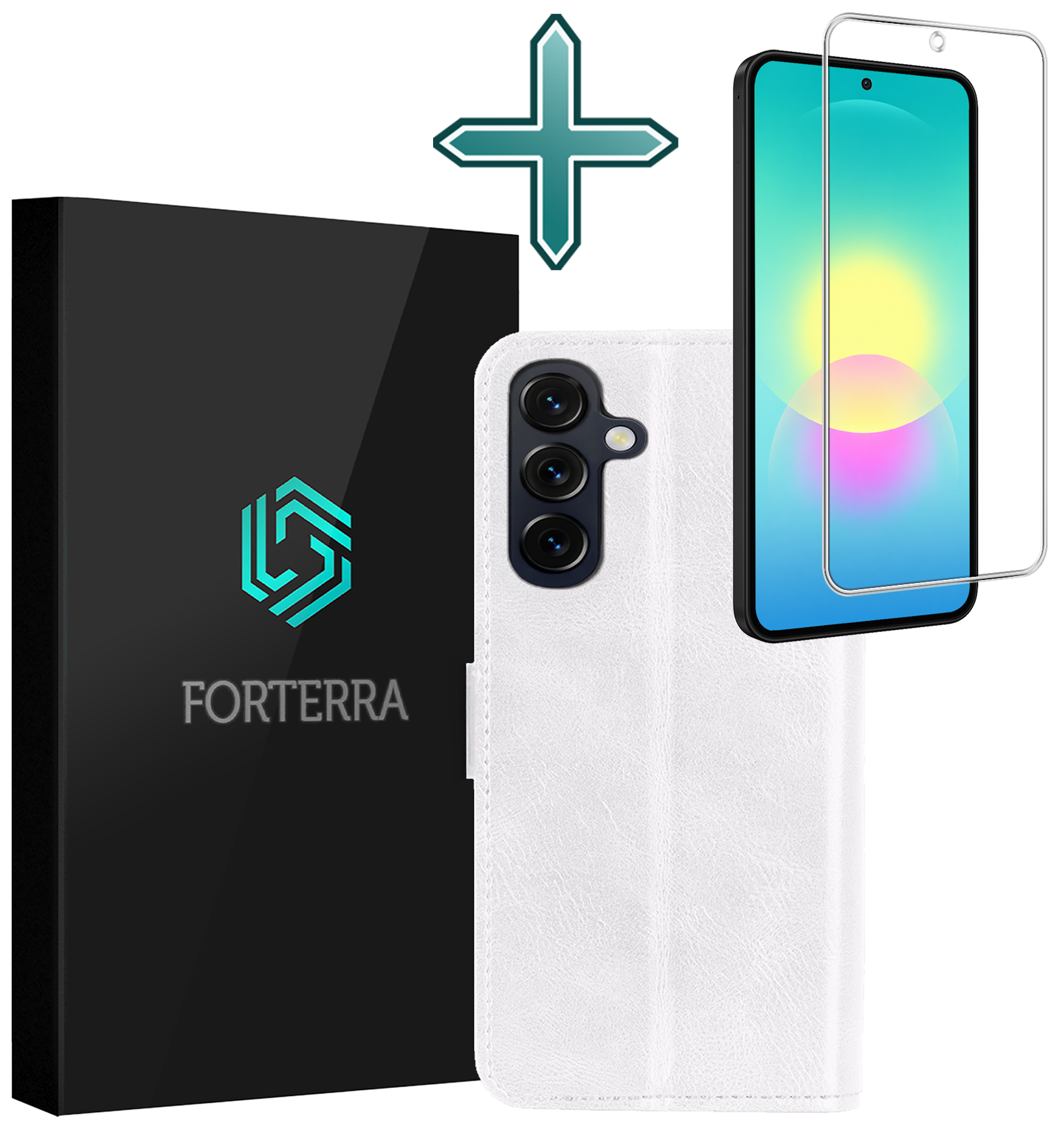 Forterra Forterra Samsung Galaxy A27 Hoesje Bookcase Met Screenprotector - Wit