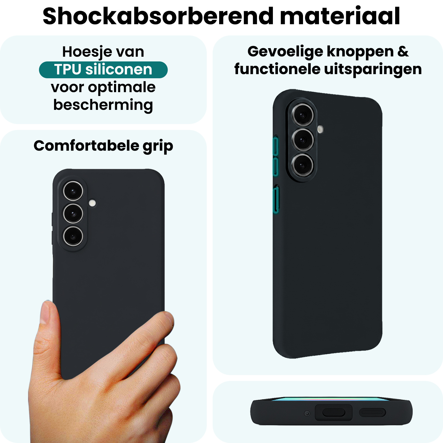 Forterra Forterra Samsung Galaxy A27 Hoesje Siliconen Met Screenprotector - Donkerblauw