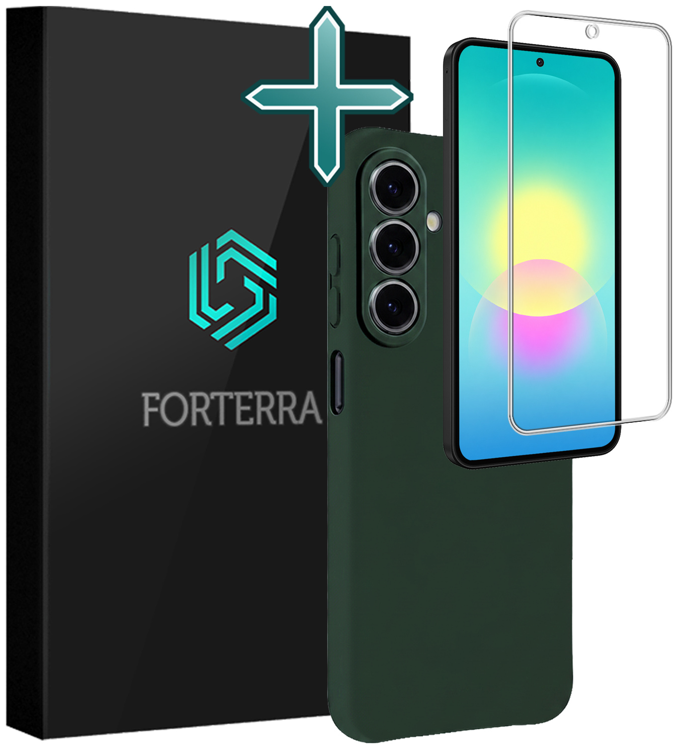 Forterra Forterra Samsung Galaxy A27 Hoesje Siliconen Met Screenprotector - Donkergroen