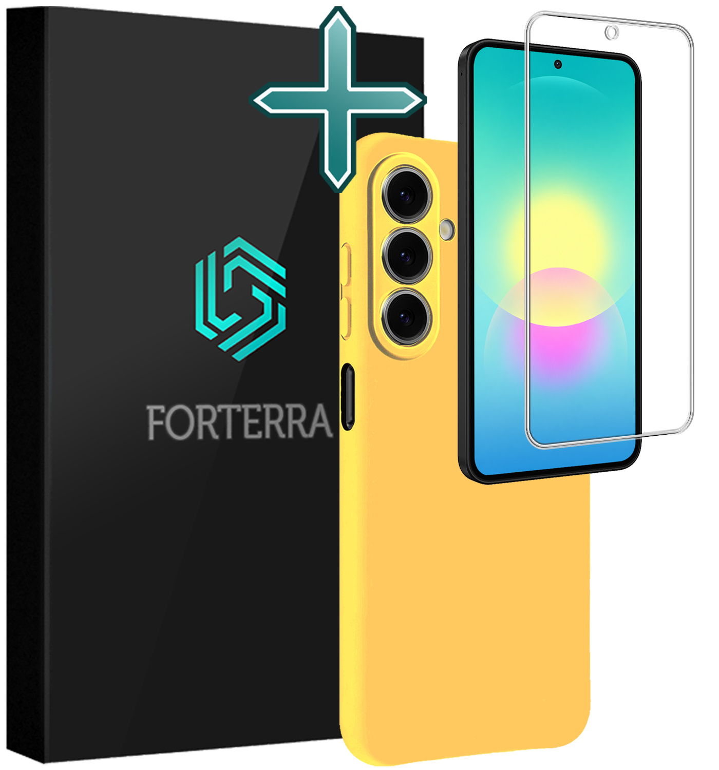 Forterra Forterra Samsung Galaxy A27 Hoesje Siliconen Met Screenprotector - Geel