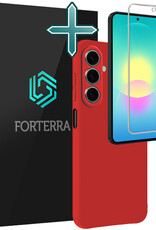 Forterra Forterra Samsung Galaxy A27 Hoesje Siliconen Met Screenprotector - Rood