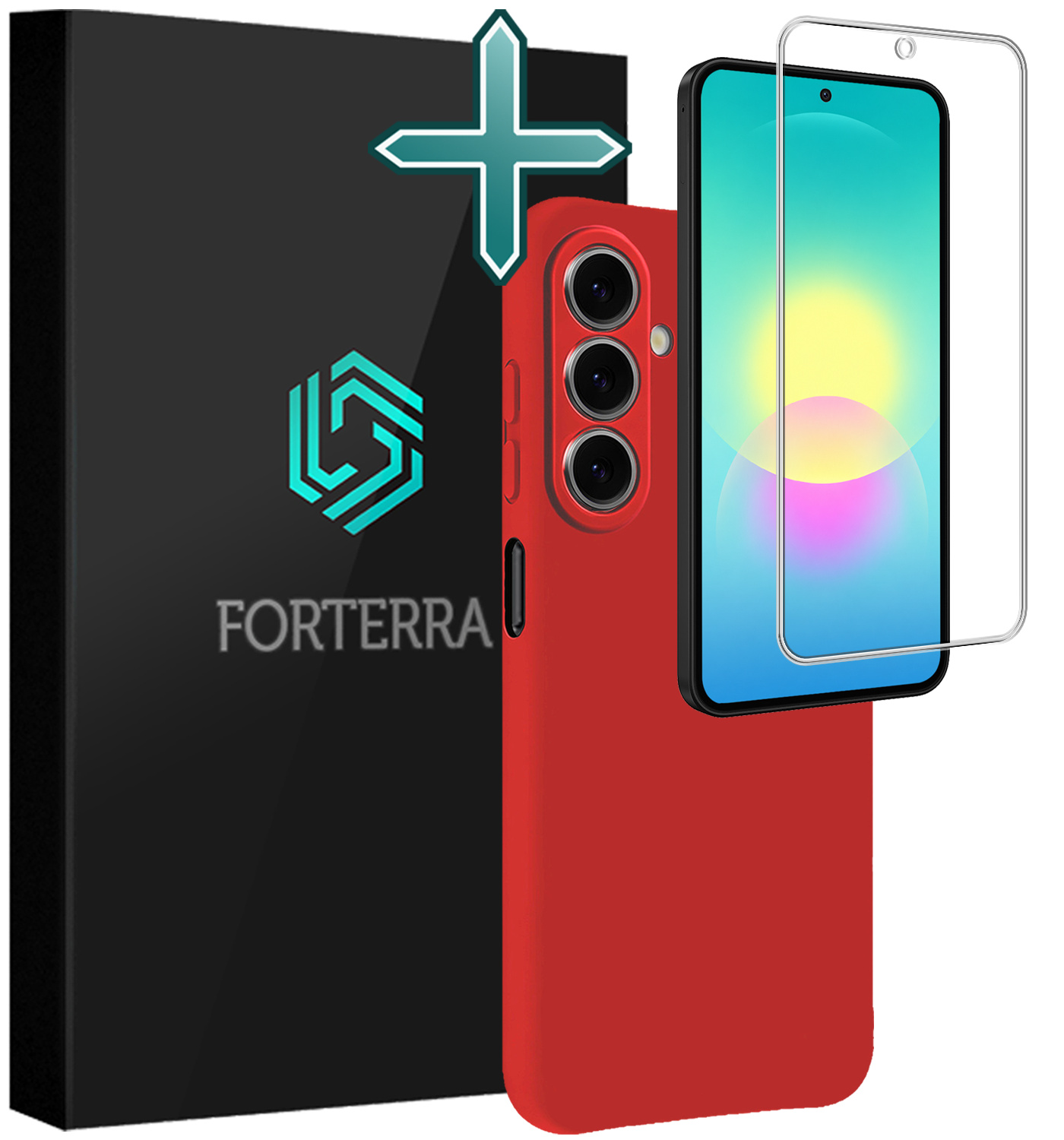Forterra Forterra Samsung Galaxy A27 Hoesje Siliconen Met Screenprotector - Rood