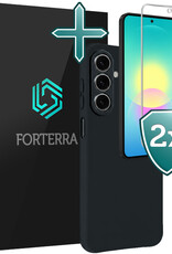 Forterra Forterra Samsung Galaxy A27 Hoesje Siliconen Met 2x Screenprotector - Donkerblauw