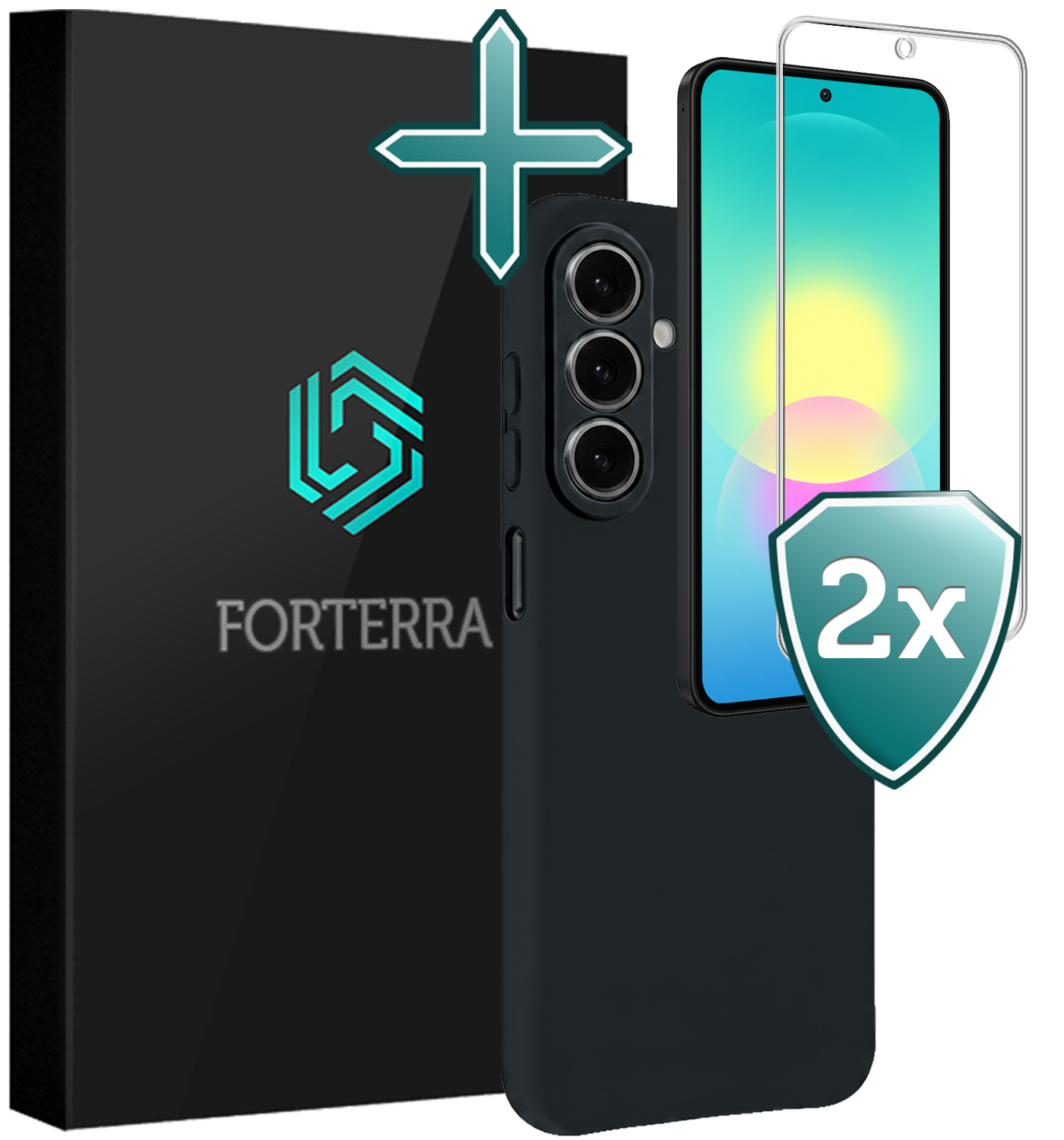 Forterra Forterra Samsung Galaxy A27 Hoesje Siliconen Met 2x Screenprotector - Donkerblauw