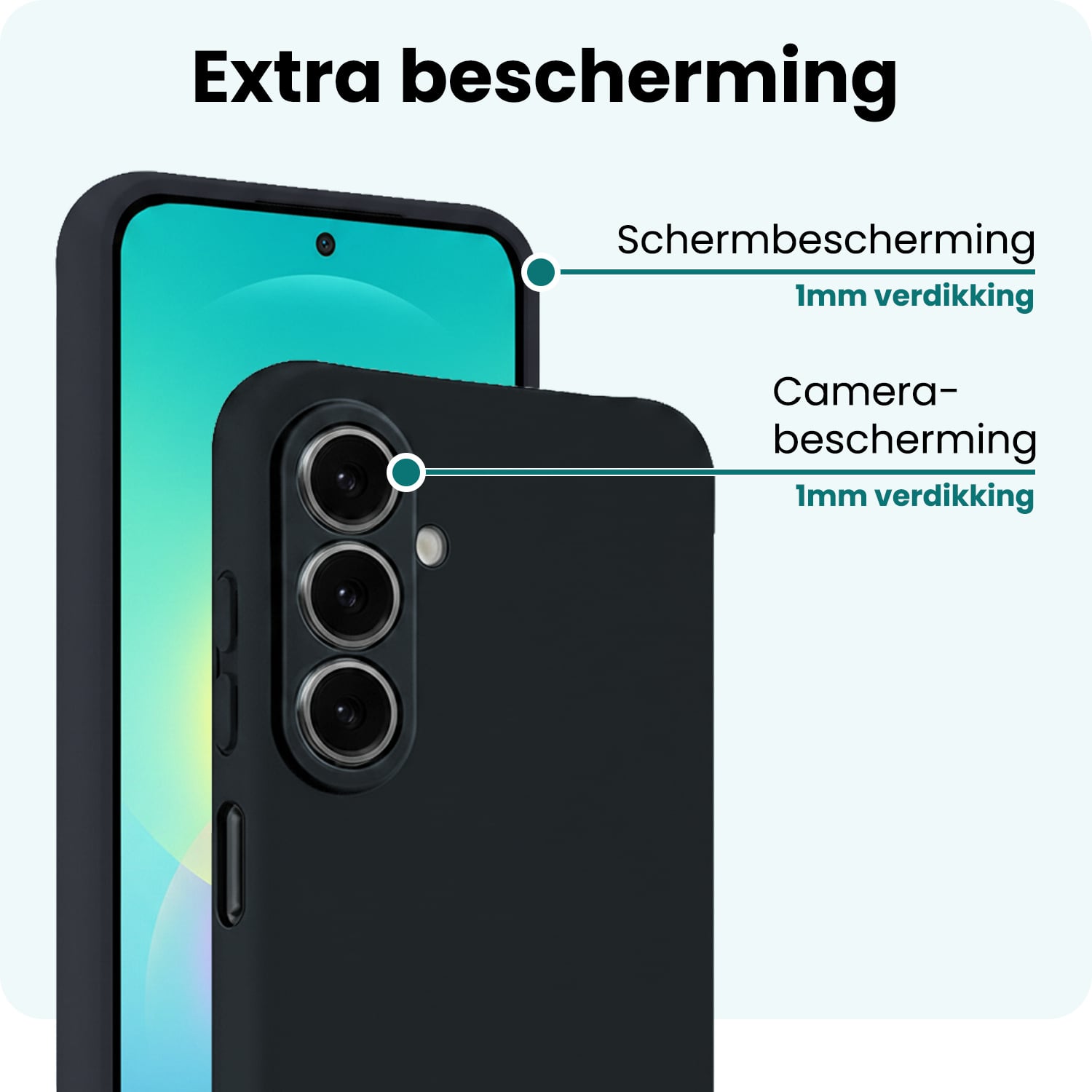 Forterra Forterra Samsung Galaxy A27 Hoesje Siliconen Met 2x Screenprotector - Donkerblauw
