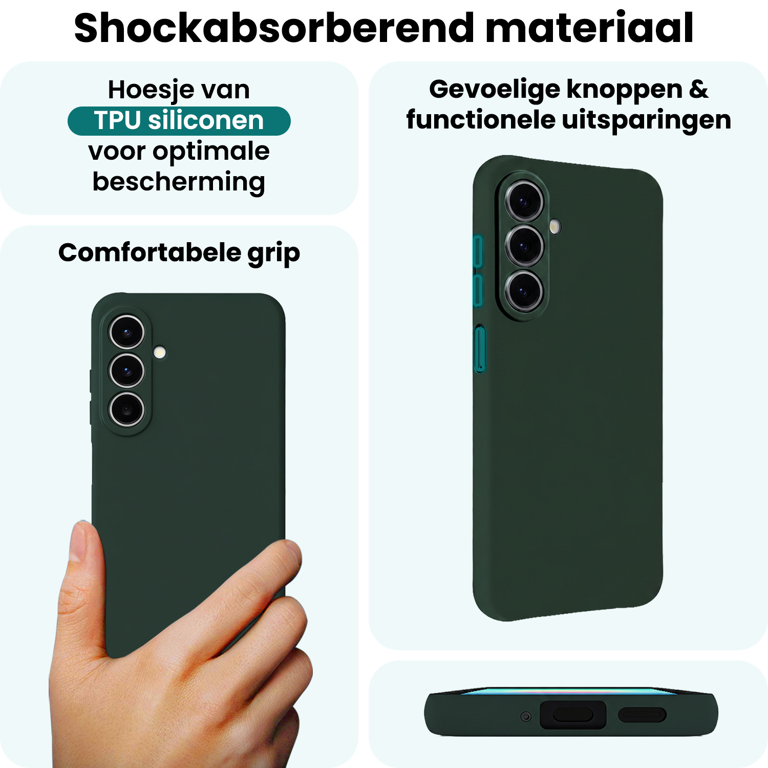 Forterra Forterra Samsung Galaxy A27 Hoesje Siliconen Met 2x Screenprotector - Donkergroen