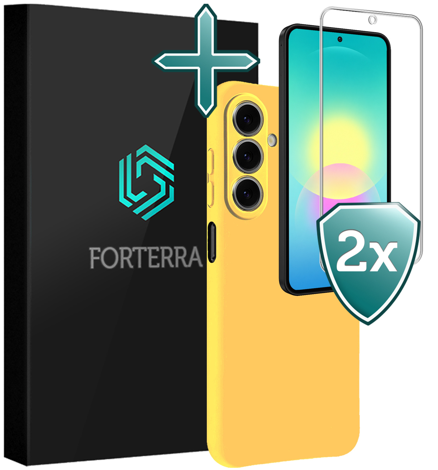 Forterra Forterra Samsung Galaxy A27 Hoesje Siliconen Met 2x Screenprotector - Geel