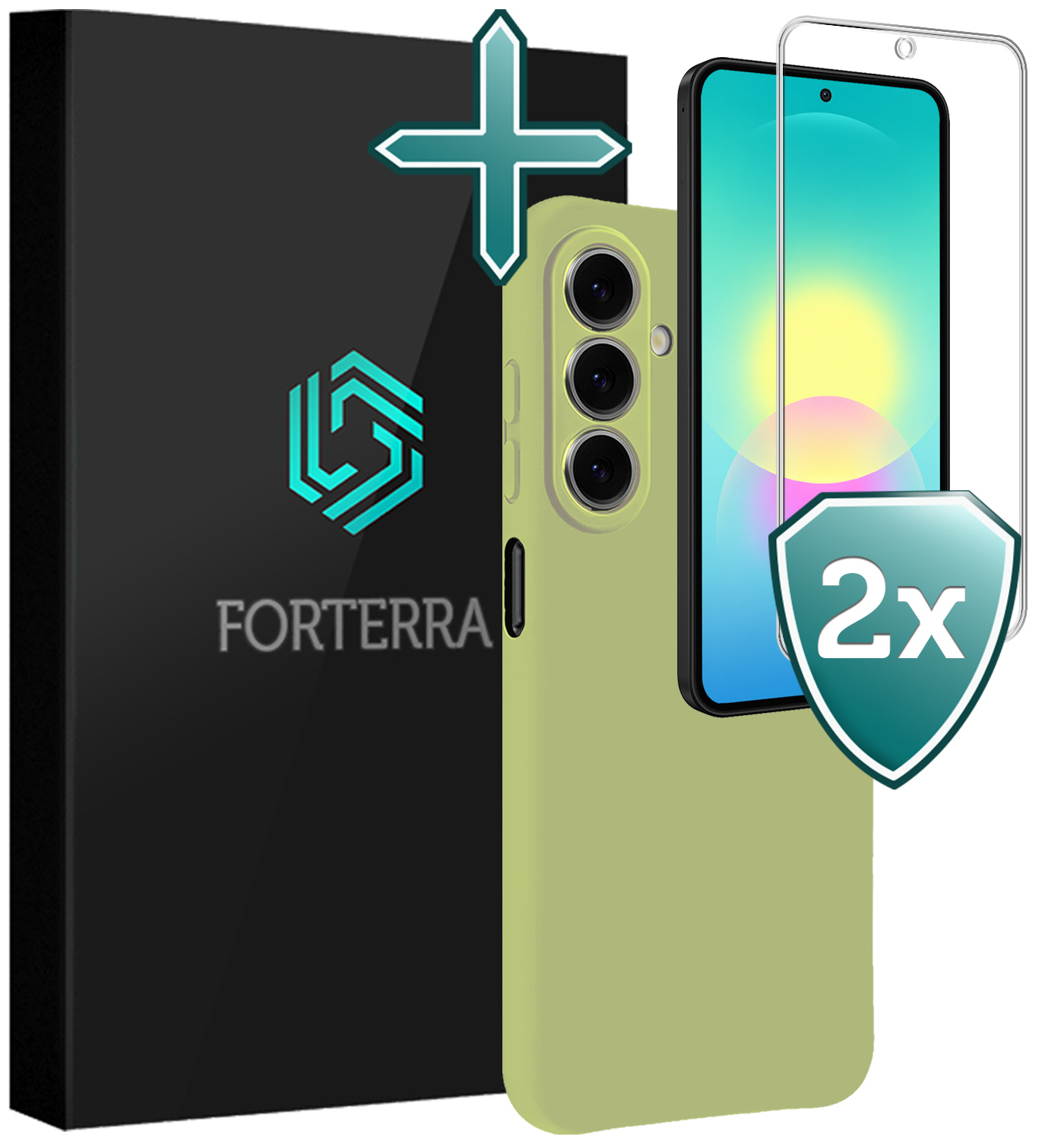 Forterra Forterra Samsung Galaxy A27 Hoesje Siliconen Met 2x Screenprotector - Groen
