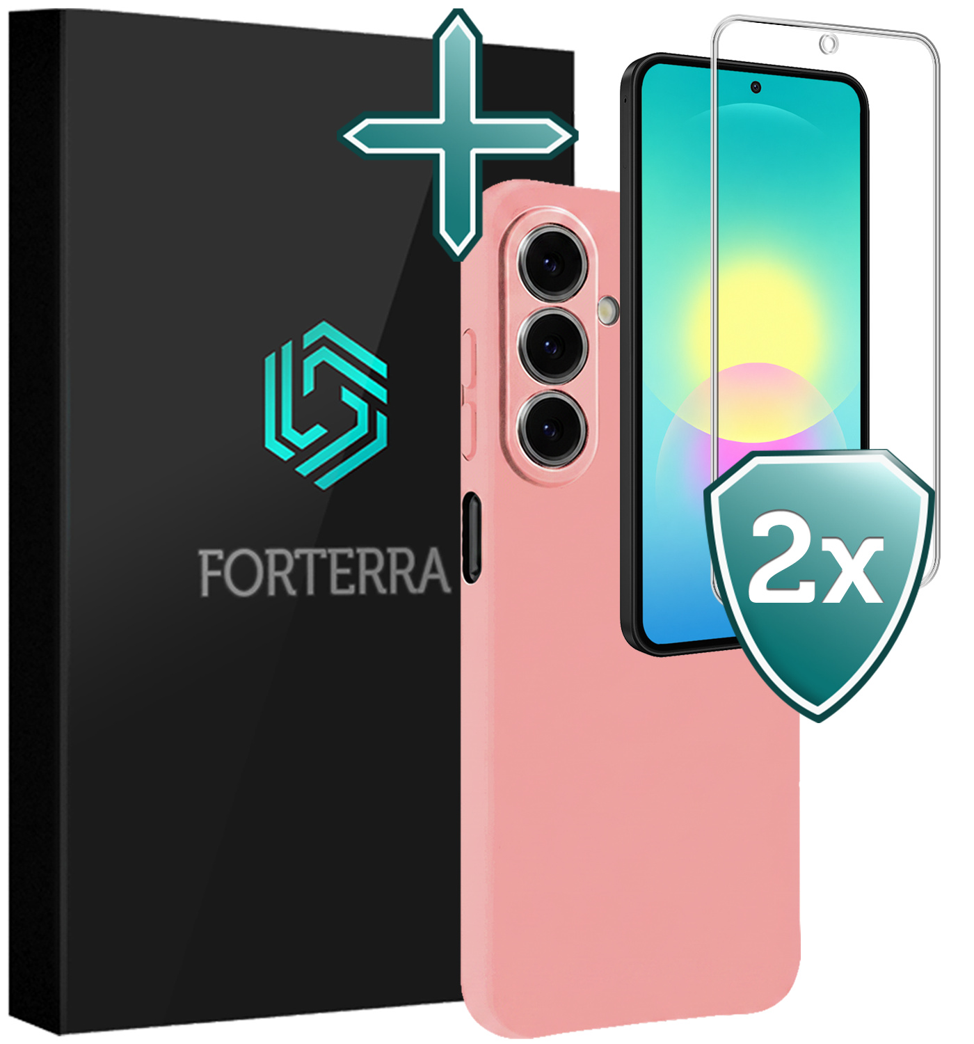 Forterra Forterra Samsung Galaxy A27 Hoesje Siliconen Met 2x Screenprotector - Lichtroze