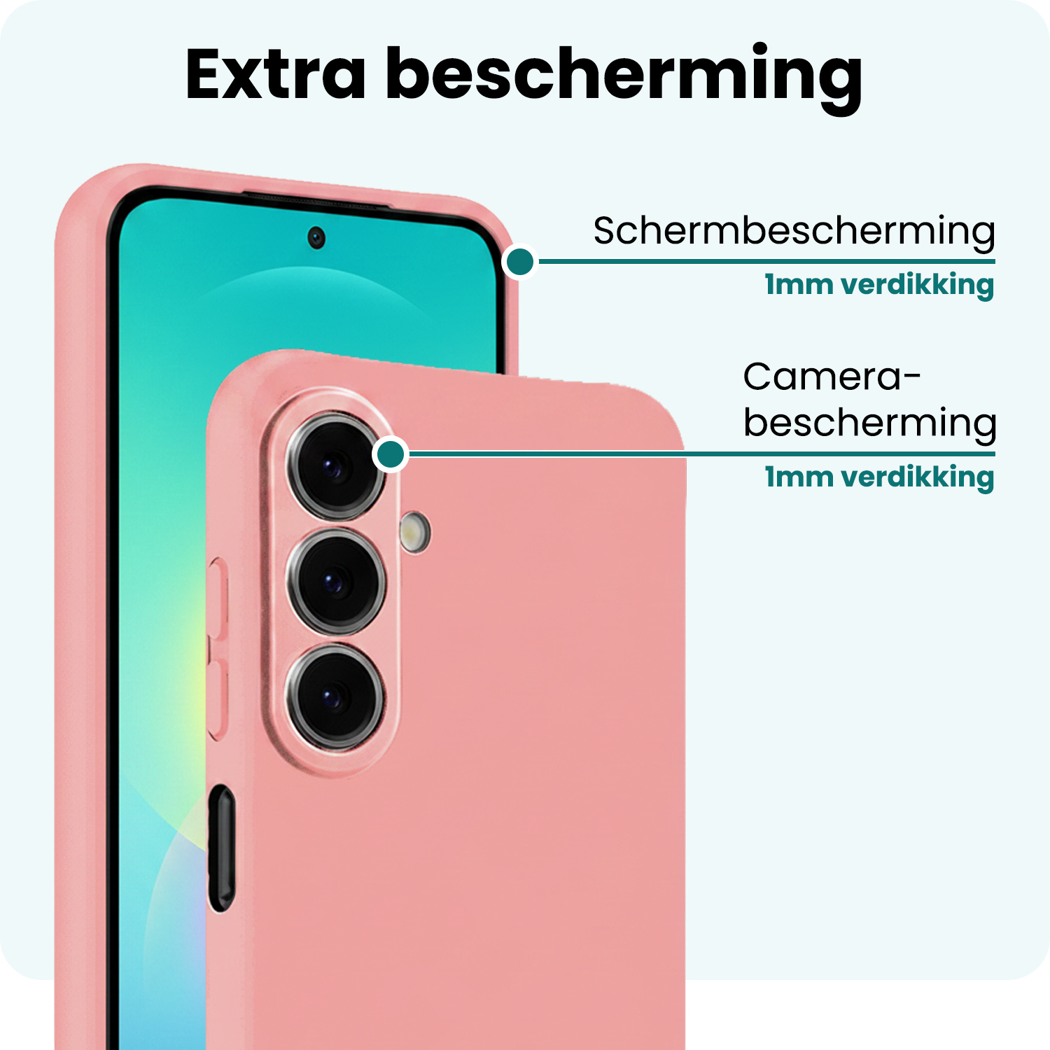 Forterra Forterra Samsung Galaxy A27 Hoesje Siliconen Met 2x Screenprotector - Lichtroze