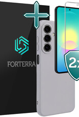 Forterra Forterra Samsung Galaxy A27 Hoesje Siliconen Met 2x Screenprotector - Lila