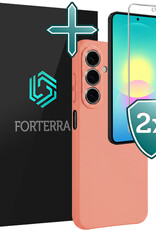 Forterra Forterra Samsung Galaxy A27 Hoesje Siliconen Met 2x Screenprotector - Perzik
