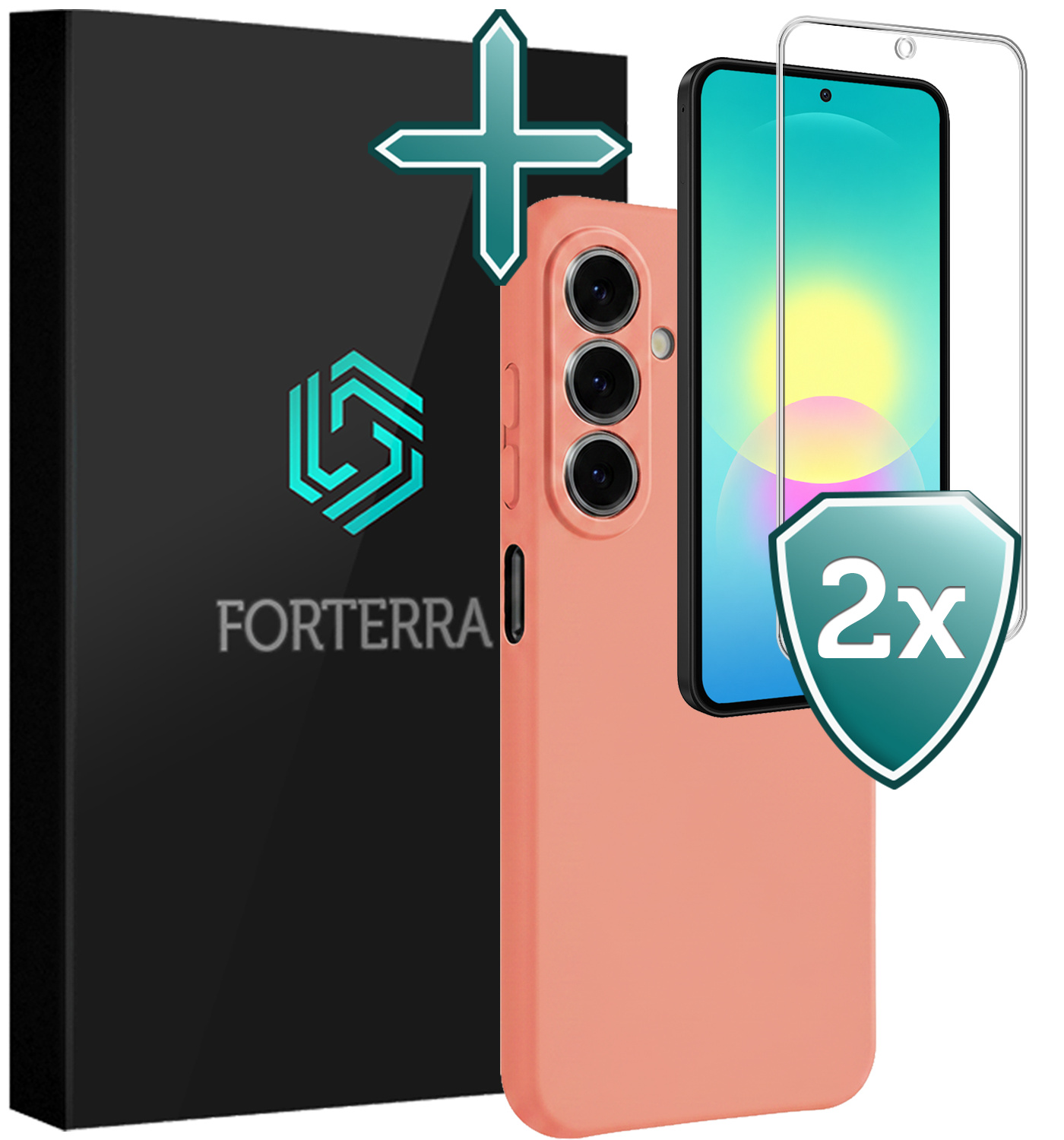 Forterra Forterra Samsung Galaxy A27 Hoesje Siliconen Met 2x Screenprotector - Perzik
