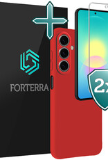Forterra Forterra Samsung Galaxy A27 Hoesje Siliconen Met 2x Screenprotector - Rood