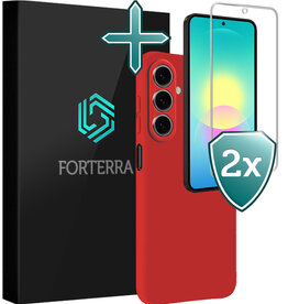 Forterra Forterra Samsung Galaxy A27 Hoesje Siliconen Met 2x Screenprotector - Rood