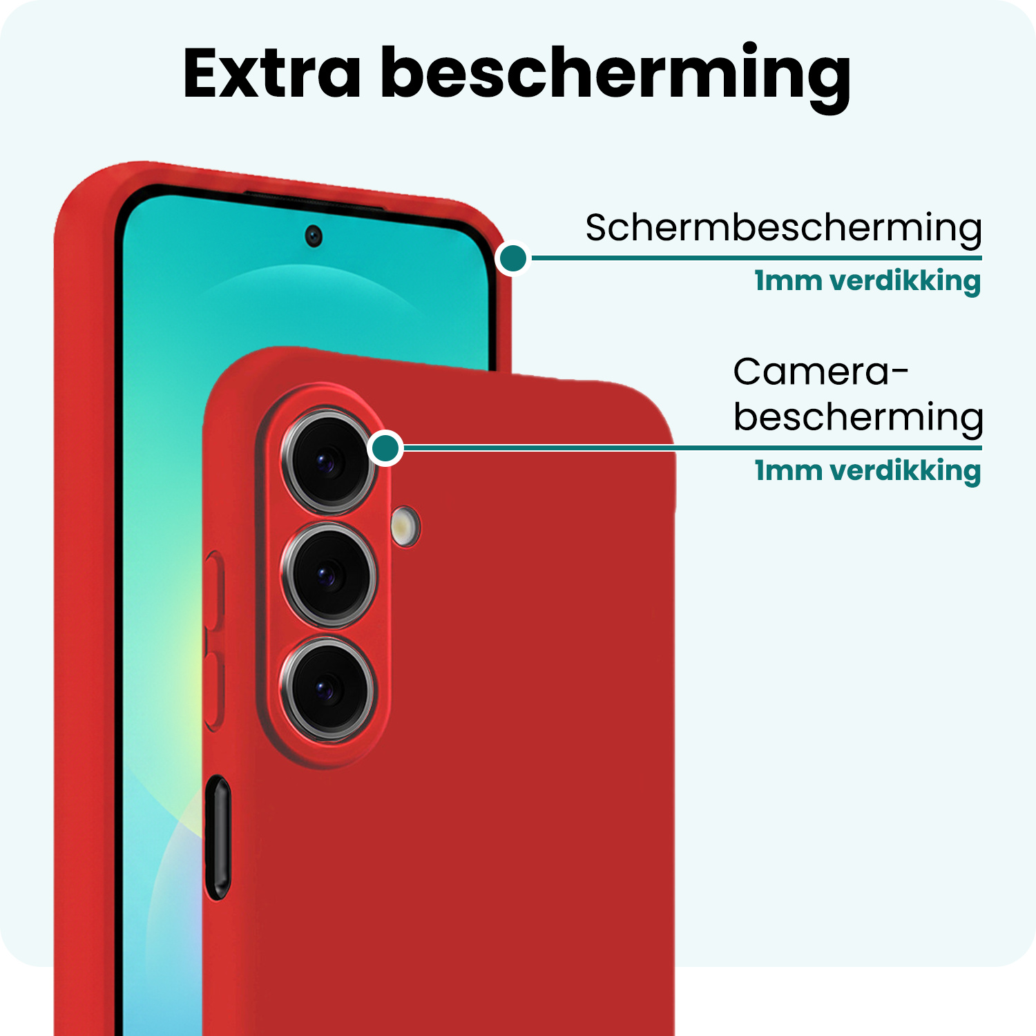 Forterra Forterra Samsung Galaxy A27 Hoesje Siliconen Met 2x Screenprotector - Rood