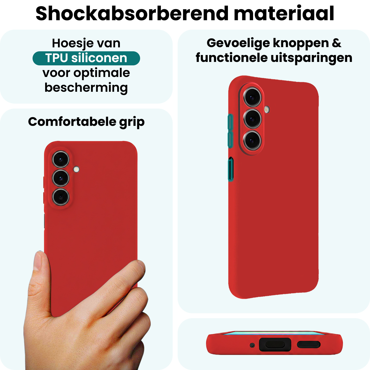Forterra Forterra Samsung Galaxy A27 Hoesje Siliconen Met 2x Screenprotector - Rood