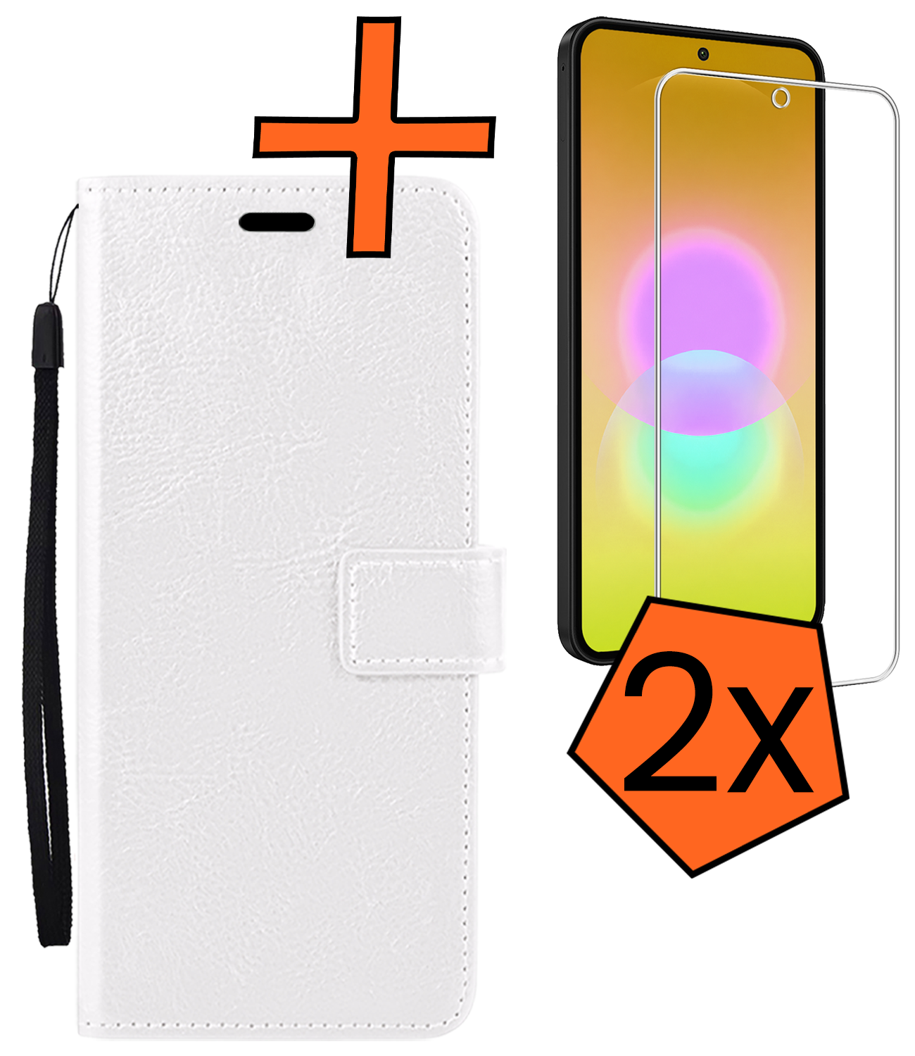 Nomfy Nomfy Samsung Galaxy A27 Hoesje Bookcase Met 2x Screenprotector - Wit