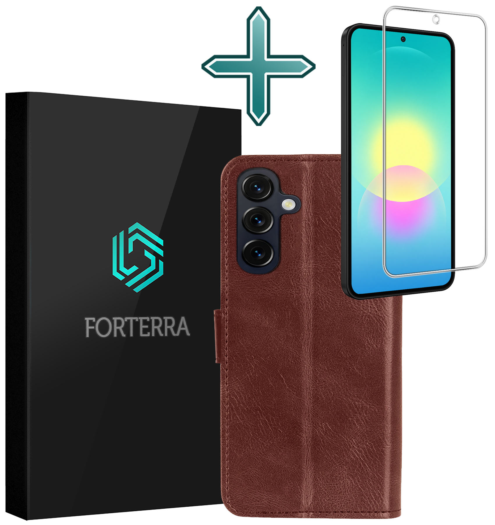 Forterra Forterra Samsung Galaxy A27 Hoesje Bookcase Met Screenprotector - Bruin