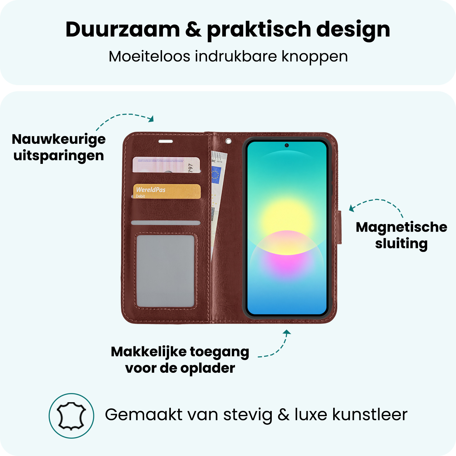 Forterra Forterra Samsung Galaxy A27 Hoesje Bookcase Met Screenprotector - Bruin