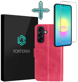 Forterra Forterra Samsung Galaxy A27 Hoesje Bookcase Met Screenprotector - Donkerroze