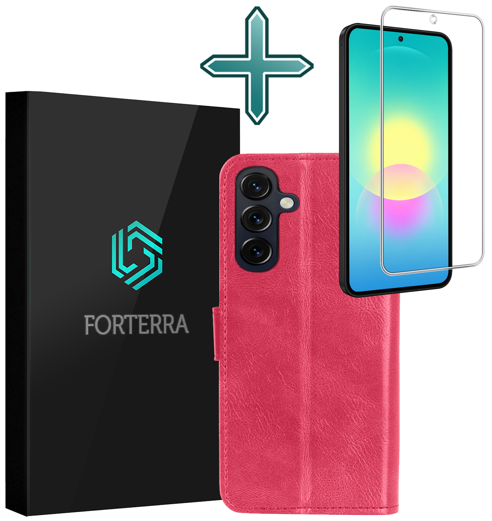 Forterra Forterra Samsung Galaxy A27 Hoesje Bookcase Met Screenprotector - Donkerroze