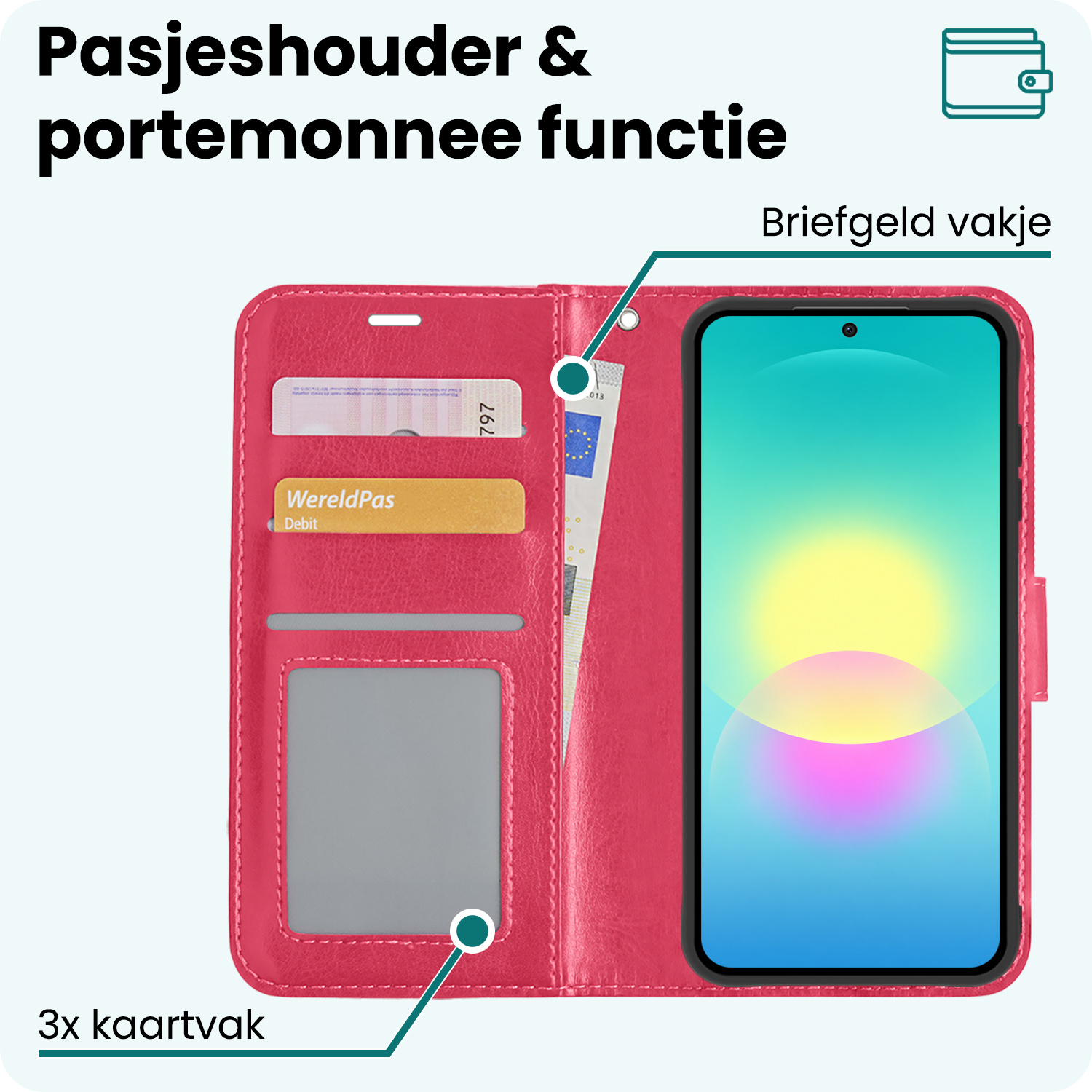 Forterra Forterra Samsung Galaxy A27 Hoesje Bookcase Met Screenprotector - Donkerroze
