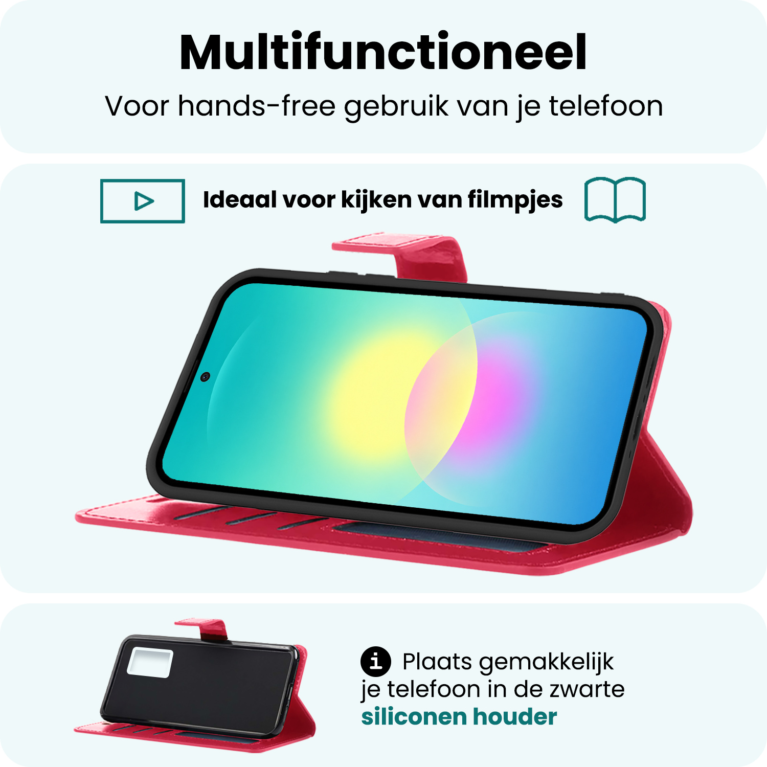 Forterra Forterra Samsung Galaxy A27 Hoesje Bookcase Met Screenprotector - Donkerroze