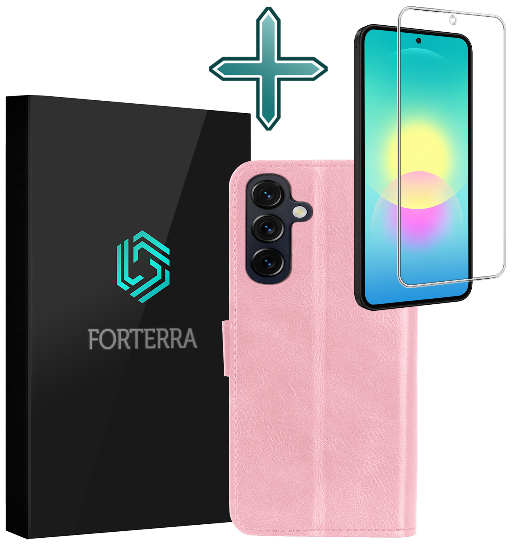 Forterra Forterra Samsung Galaxy A27 Hoesje Bookcase Met Screenprotector - Lichtroze