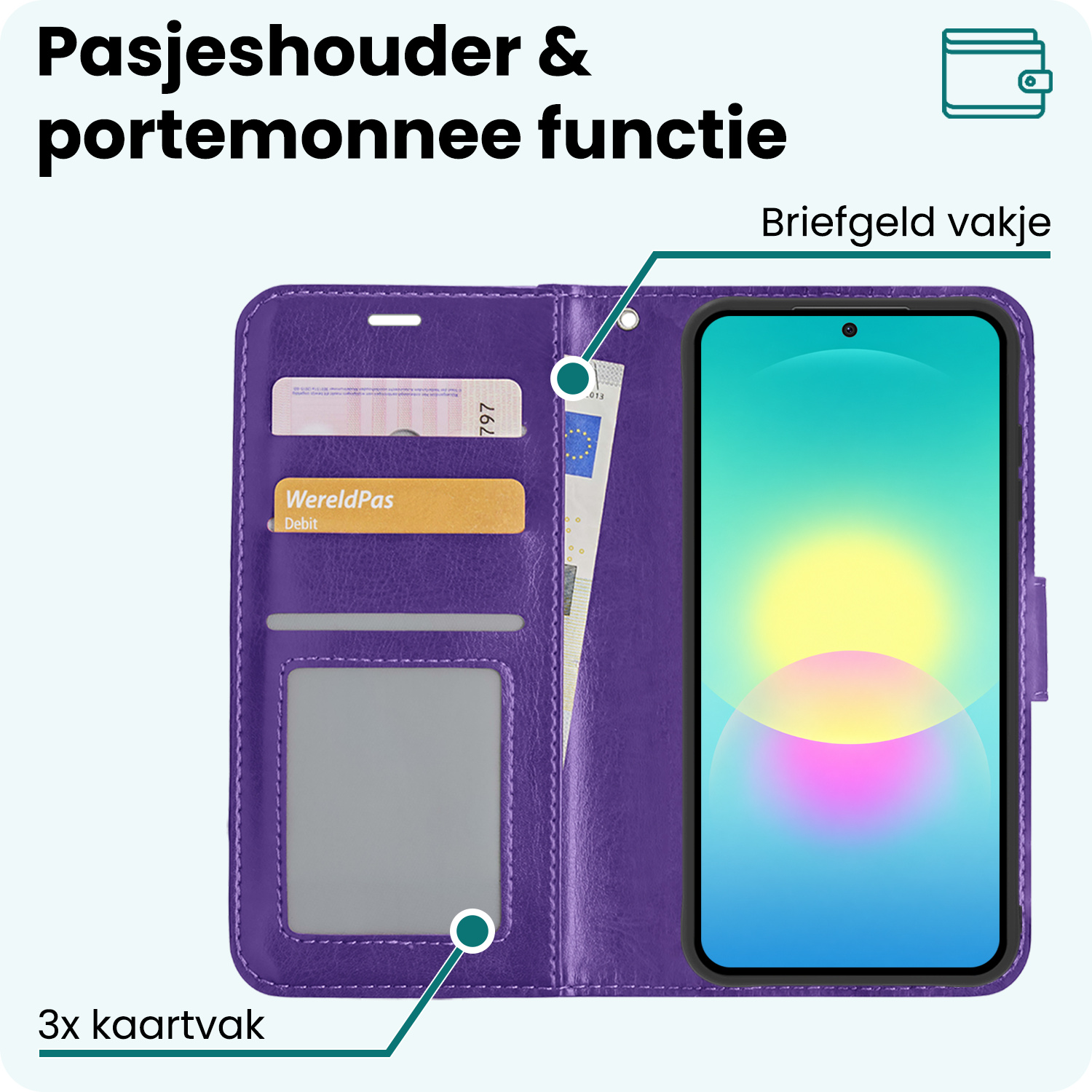 Forterra Forterra Samsung Galaxy A27 Hoesje Bookcase Met Screenprotector - Paars