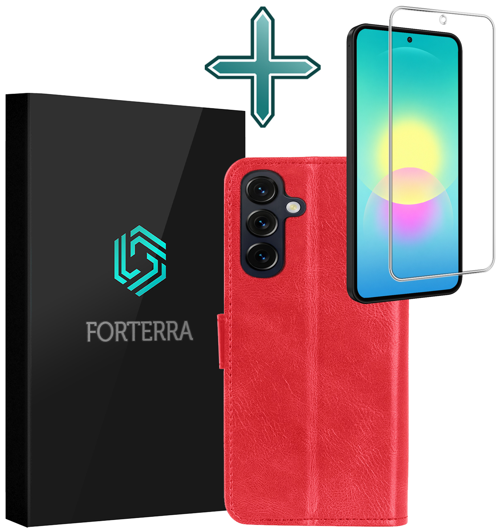 Forterra Forterra Samsung Galaxy A27 Hoesje Bookcase Met Screenprotector - Rood