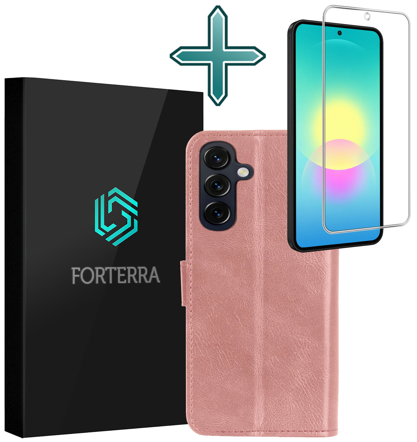 Forterra Forterra Samsung Galaxy A27 Hoesje Bookcase Met Screenprotector - Rose Goud