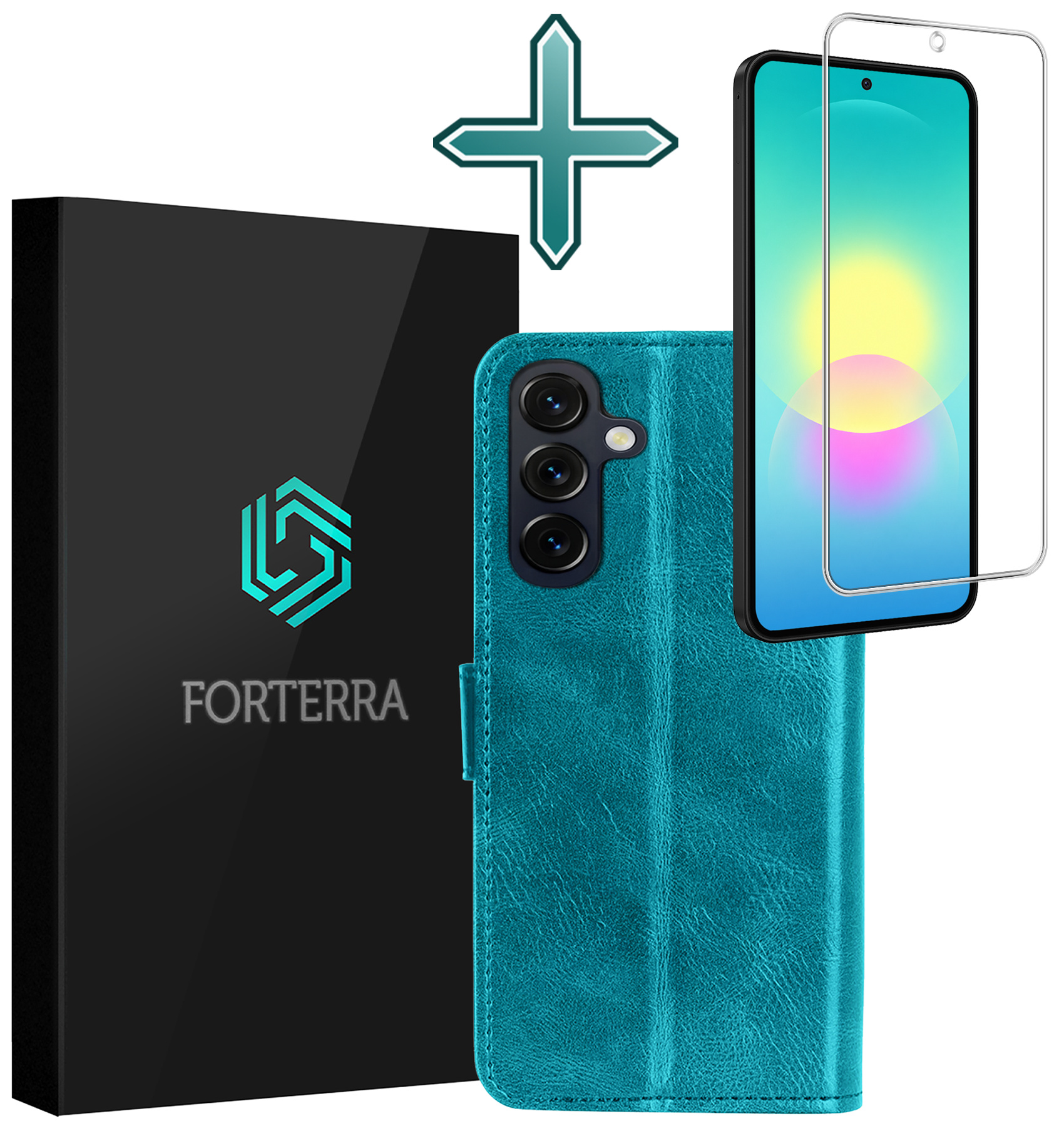 Forterra Forterra Samsung Galaxy A27 Hoesje Bookcase Met Screenprotector - Turquoise