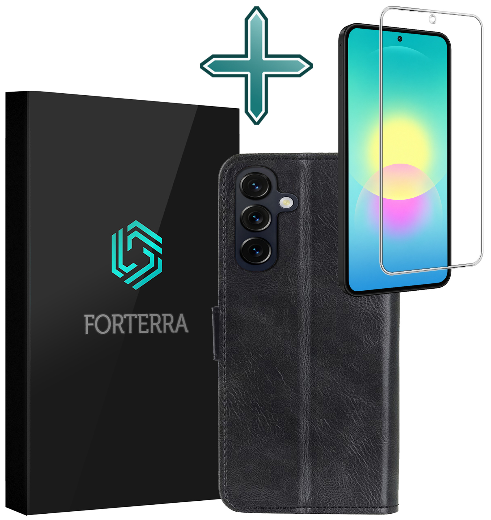 Forterra Forterra Samsung Galaxy A27 Hoesje Bookcase Met Screenprotector - Zwart