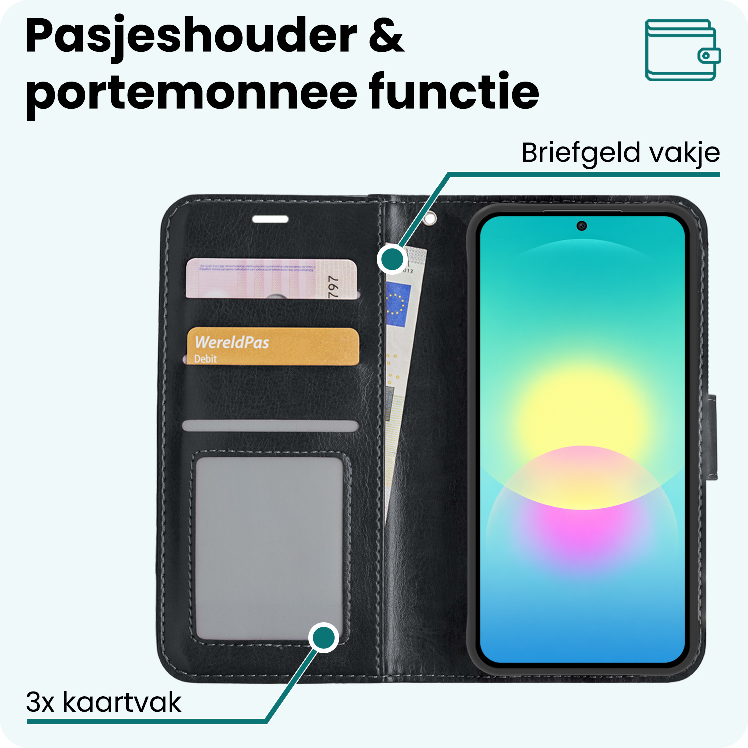 Forterra Forterra Samsung Galaxy A27 Hoesje Bookcase Met Screenprotector - Zwart