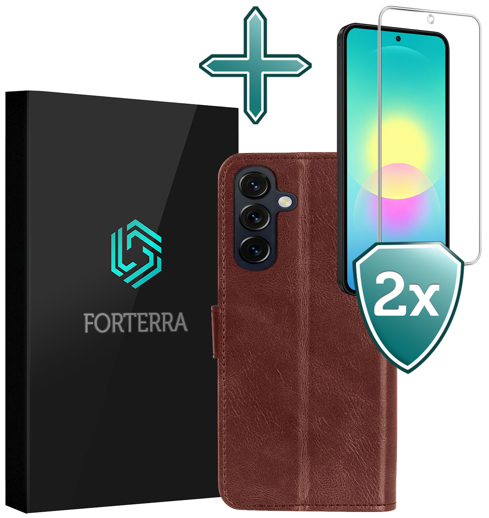 Forterra Forterra Samsung Galaxy A27 Hoesje Bookcase Met 2x Screenprotector - Bruin