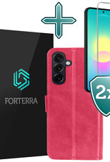 Forterra Forterra Samsung Galaxy A27 Hoesje Bookcase Met 2x Screenprotector - Donkerroze