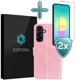Forterra Forterra Samsung Galaxy A27 Hoesje Bookcase Met 2x Screenprotector - Lichtroze