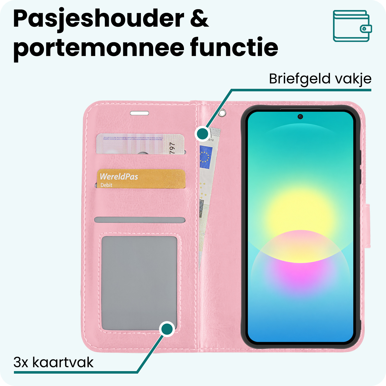 Forterra Forterra Samsung Galaxy A27 Hoesje Bookcase Met 2x Screenprotector - Lichtroze
