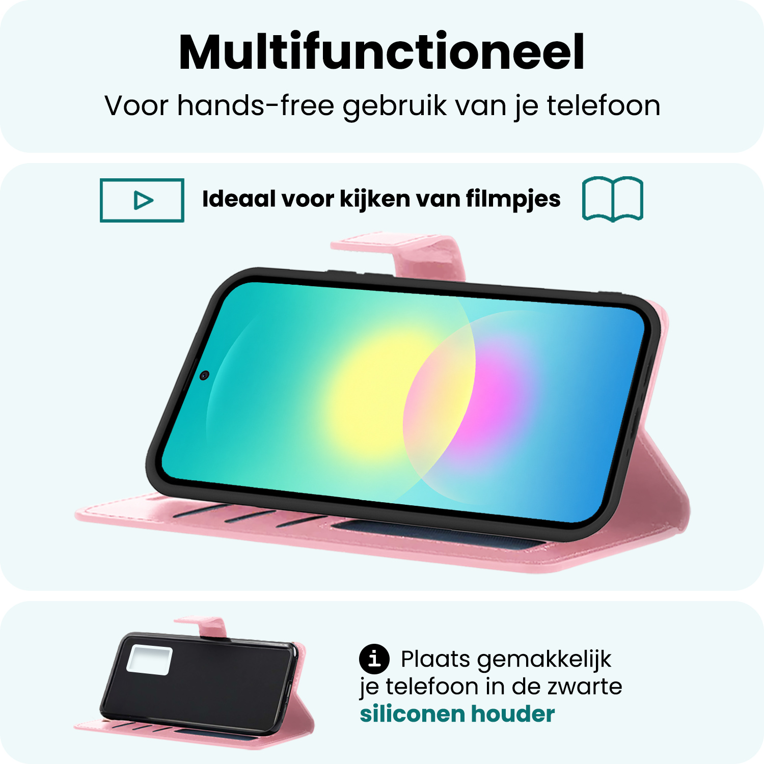 Forterra Forterra Samsung Galaxy A27 Hoesje Bookcase Met 2x Screenprotector - Lichtroze