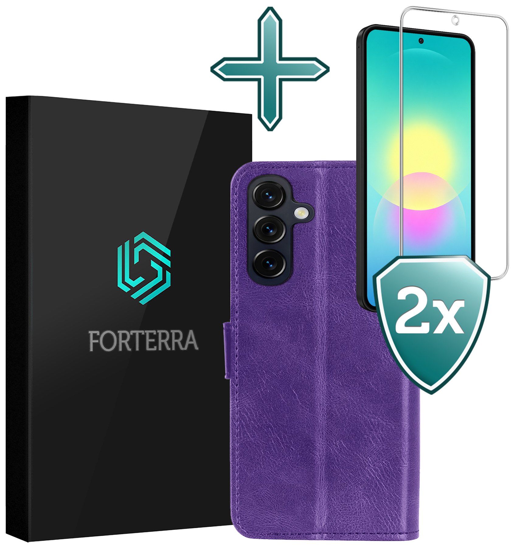 Forterra Forterra Samsung Galaxy A27 Hoesje Bookcase Met 2x Screenprotector - Paars