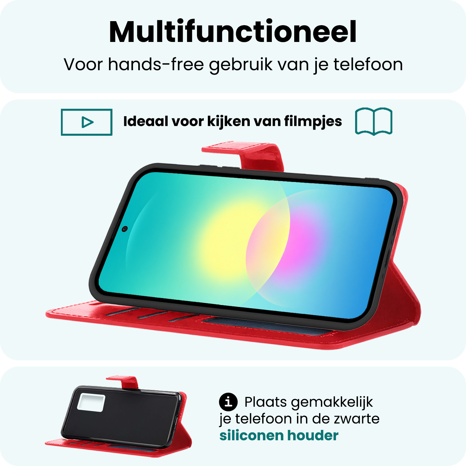 Forterra Forterra Samsung Galaxy A27 Hoesje Bookcase Met 2x Screenprotector - Rood