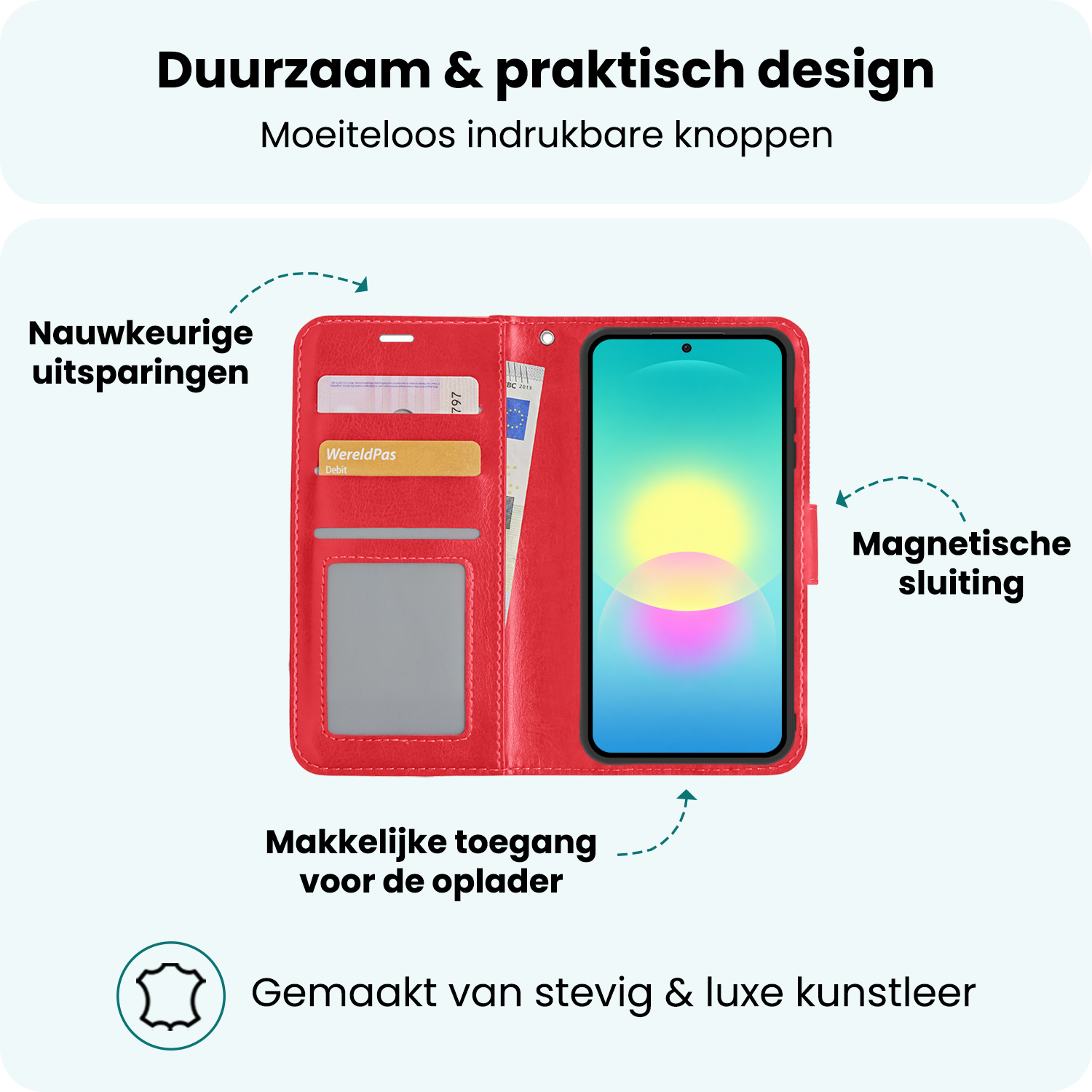 Forterra Forterra Samsung Galaxy A27 Hoesje Bookcase Met 2x Screenprotector - Rood